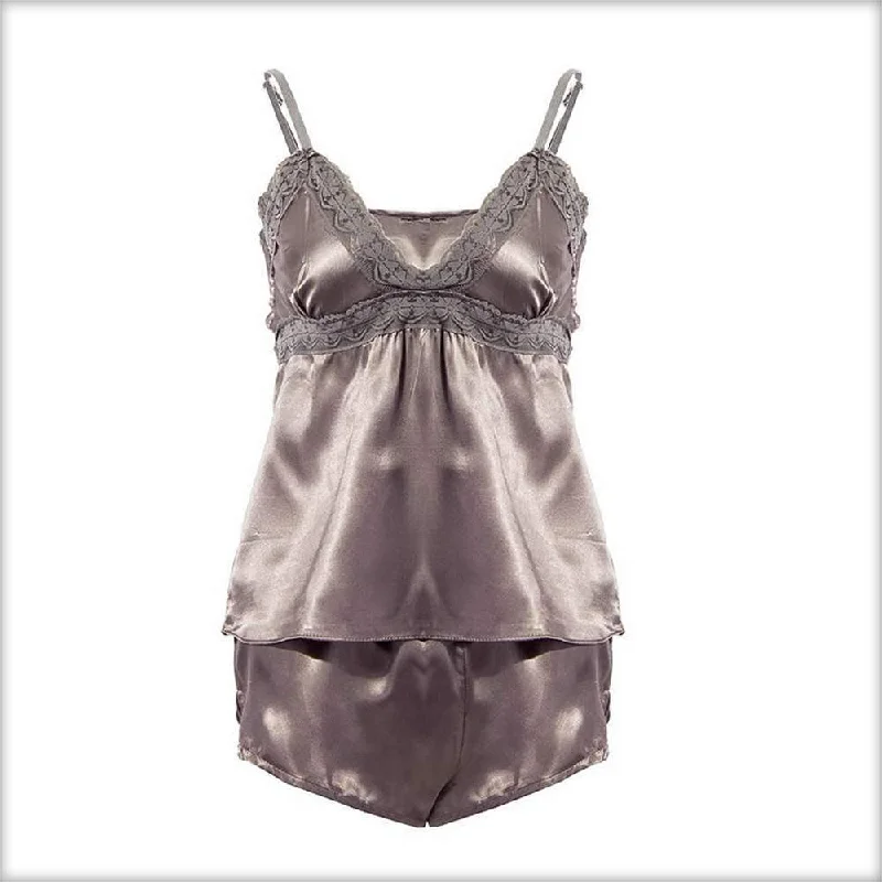 Grey Satin Shorts & Camisole Set