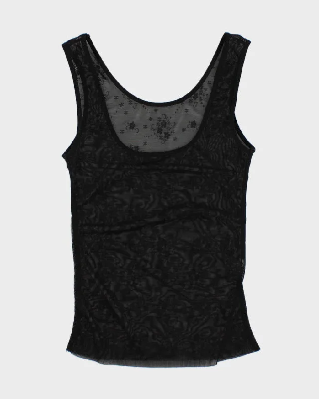 Mesh Black Floral Cami - XS