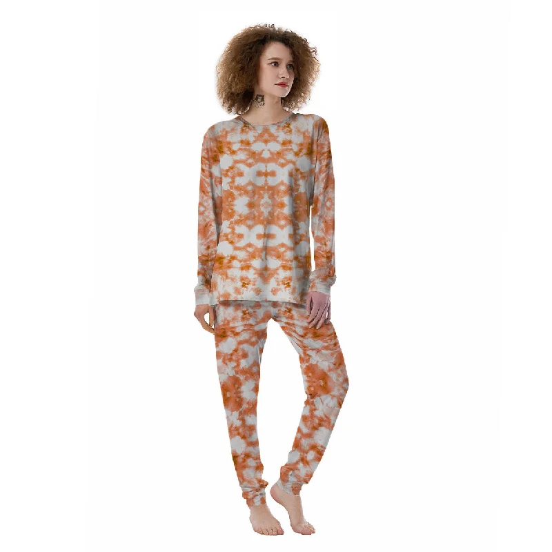 Rusty Tie Dye Orange Watercolor Print Women's Pajamas