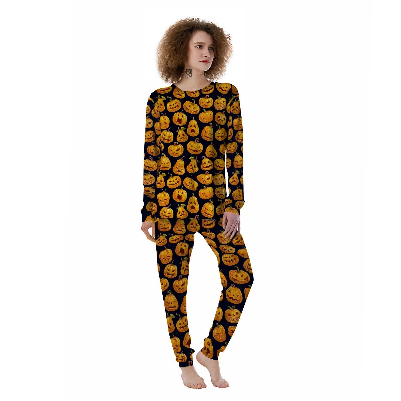 Sacry Halloween Pumpkins Print Pattern Women's Pajamas