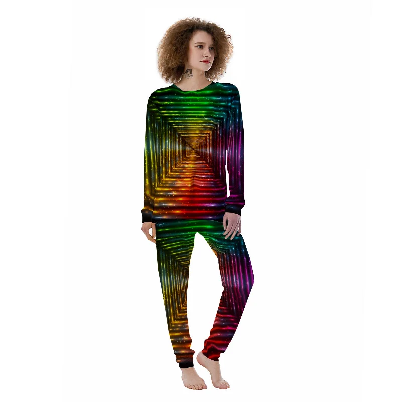 Shining Lights Rainbow Colors Neon Print Women's Pajamas