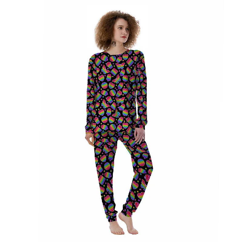 Silicone Bubbles Pop it Colorful Print Pattern Women's Pajamas