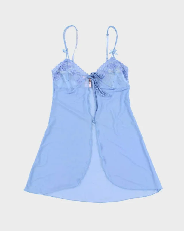 Woman's Blue Lace Floral Print Camisole - XS