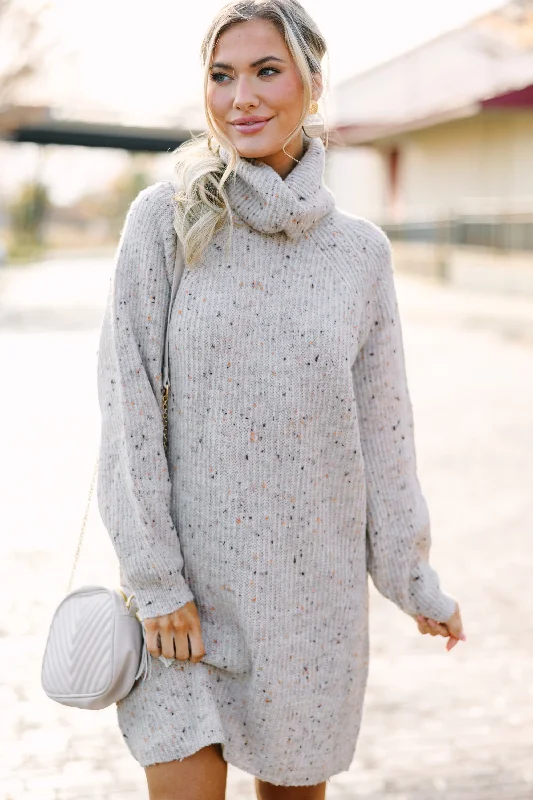 Feeling It Taupe Brown Sweater Dress