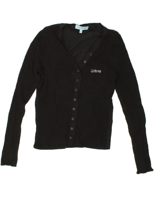 GUESS Womens Cardigan Sweater US 1 XS Black Cotton