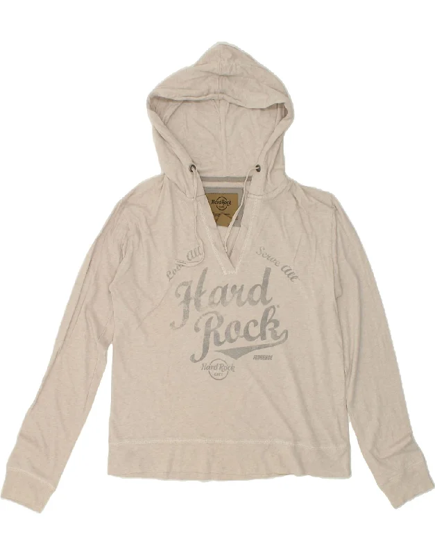 HARD ROCK CAFE Womens Florence Graphic Hoodie Jumper UK 16 Large White