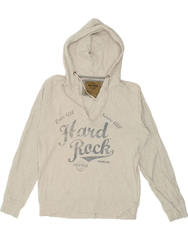 HARD ROCK CAFE Womens Philadelphia Graphic Hoodie Jumper UK 16 Large White