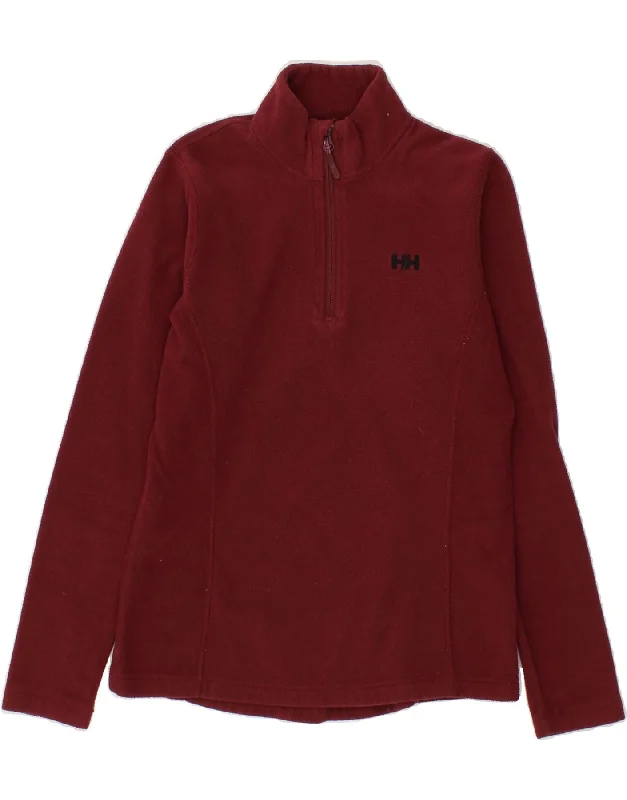 HELLY HANSEN Womens Zip Neck Fleece Jumper UK 12 Medium Maroon Polyester