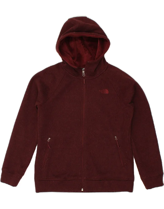 THE NORTH FACE Womens Zip Hoodie Sweater UK 14 Medium Burgundy Polyester