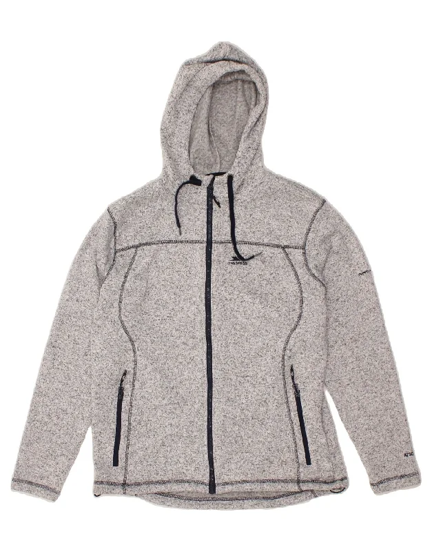 TRESPASS Womens Zip Hoodie Sweater UK 18 XL  Grey Flecked Polyester