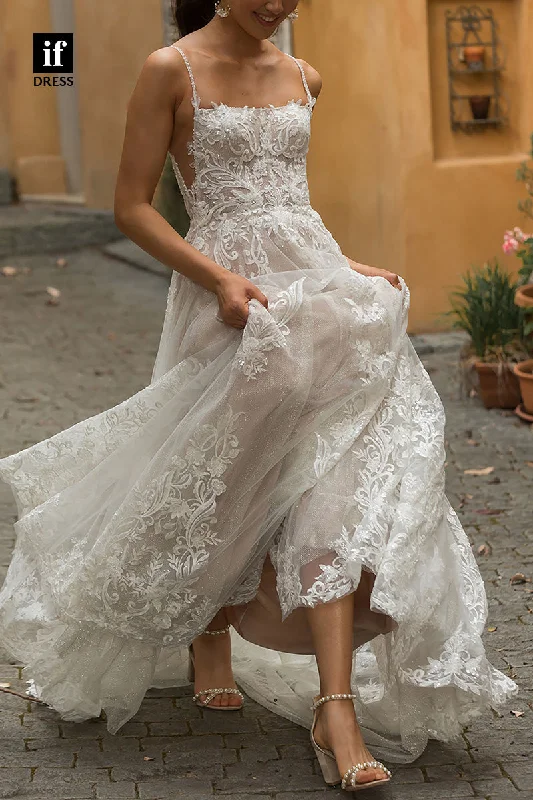 71215 - Adorable A-Line Lace Appliques Sleeveless Bohemian Wedding Dress