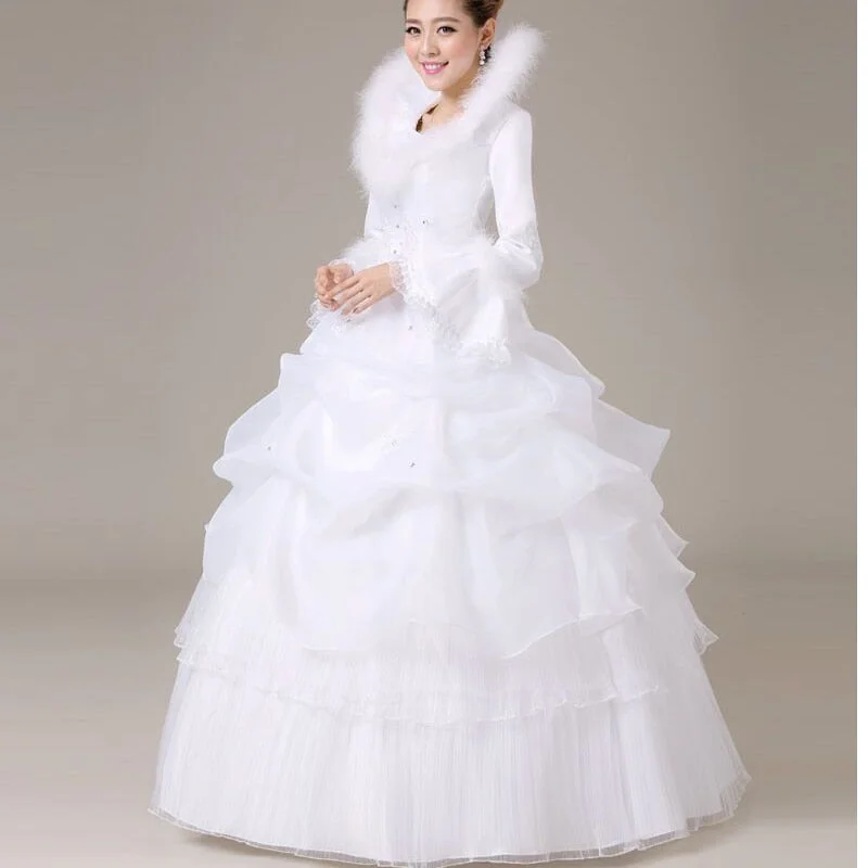 Wedding Dresses Winter Warm Long Sleeves Wedding Gowns