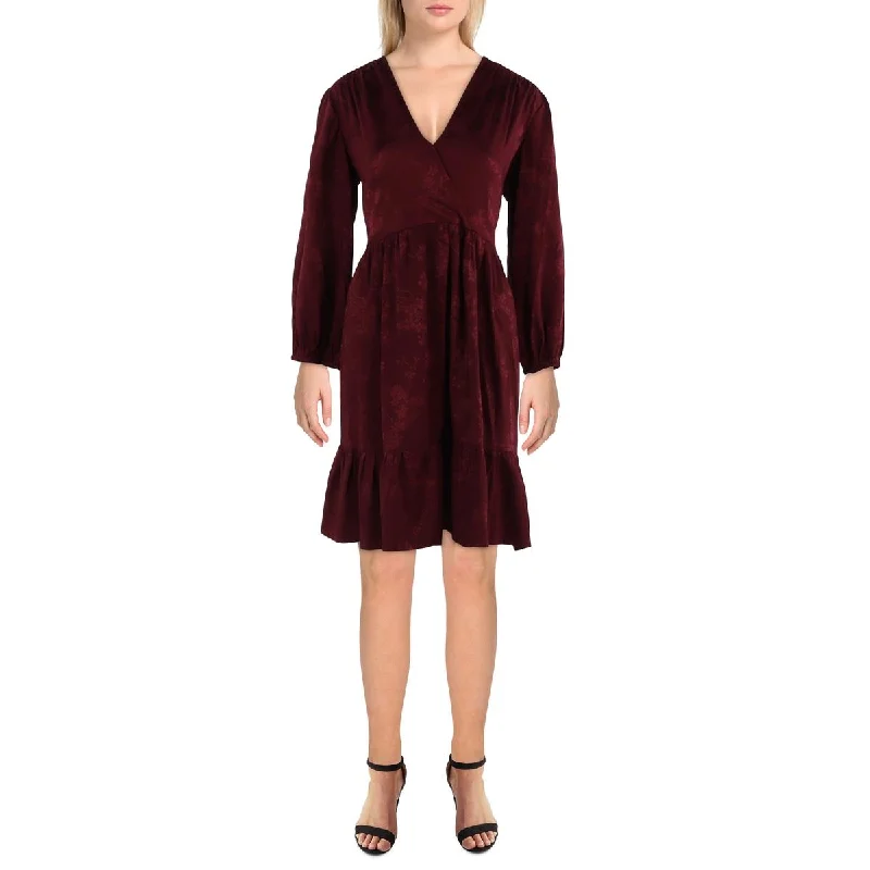 Womens Silk Bishop Sleeve Midi Dress