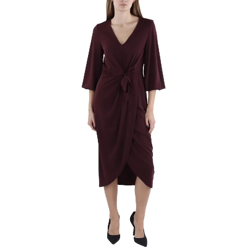 Womens Wrap Party Midi Dress