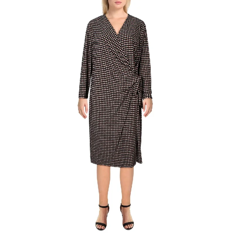 Womens Printed Midi Wrap Dress