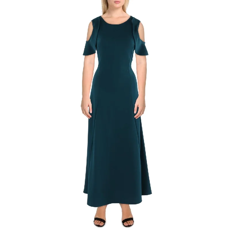 Womens Knit Cold Shoulder Midi Dress