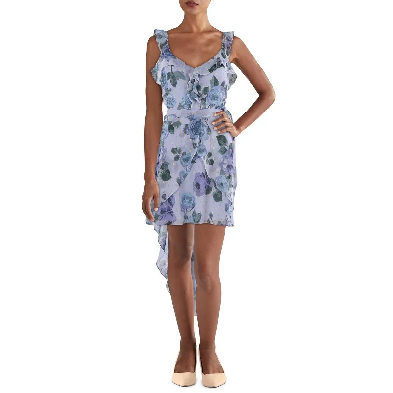 Juniors Womens Chiffon Floral Midi Dress