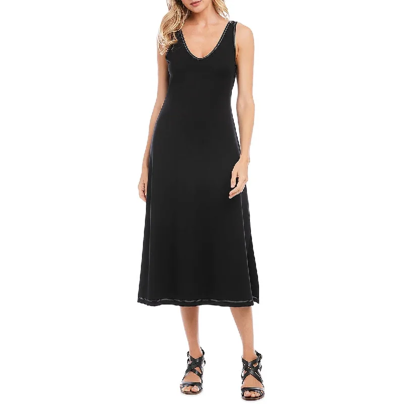 Womens Fitted VNeck Midi Dress