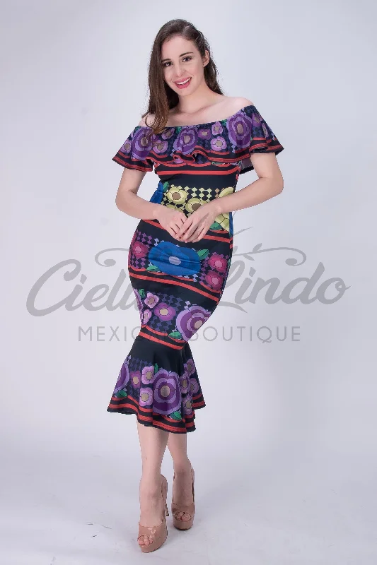 Mexican Jalapa Printed Maxi Dress