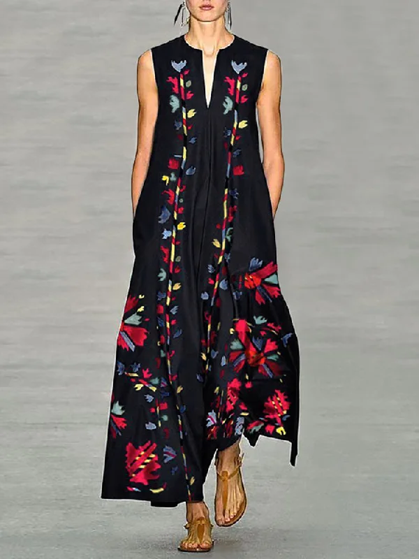 Elegant Women Floral Printed Long Maxi Dress