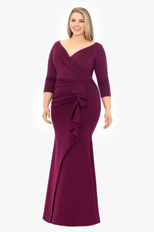 Plus "Lexi" Long Long Sleeve Scuba Ruched Side Dress