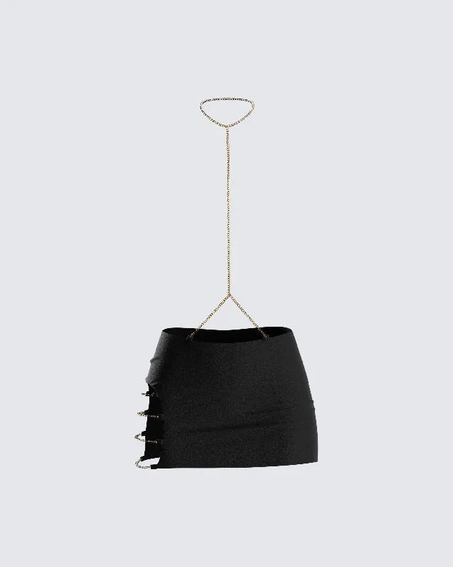 Amari Black Chain Mini Skirt