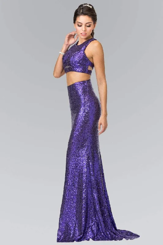 Elizabeth K - GL2333 Mock Two-Piece Sequined Sheath Gown