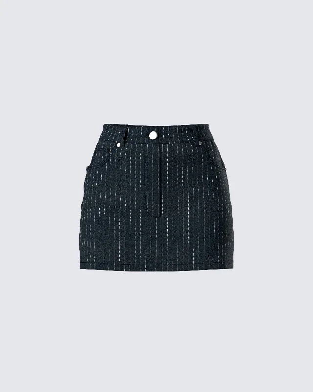 Jennifer Black Stripe Mini Skirt