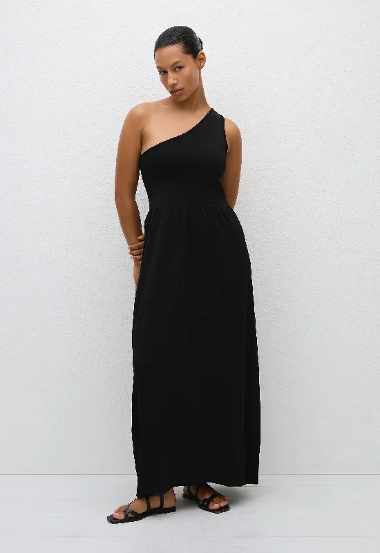 Asymmetric Knit Dress - Black