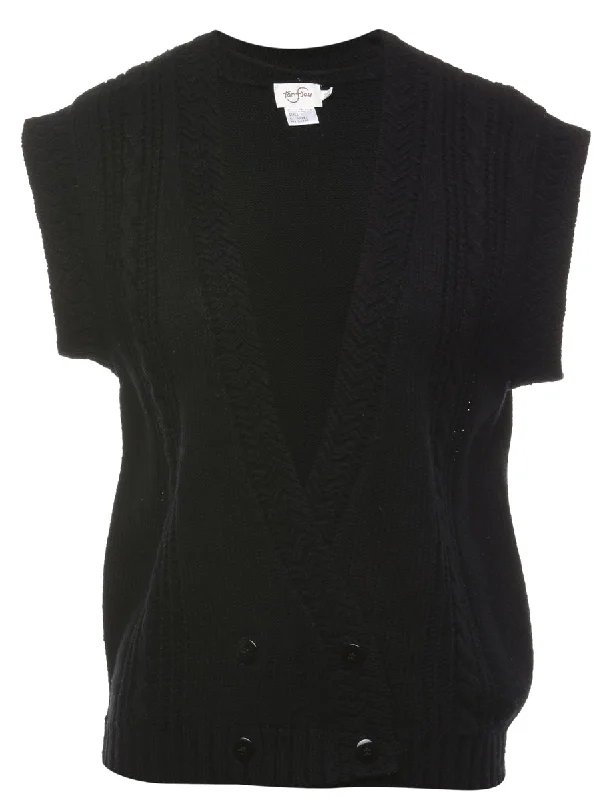 Black Cable Knit Vest - S