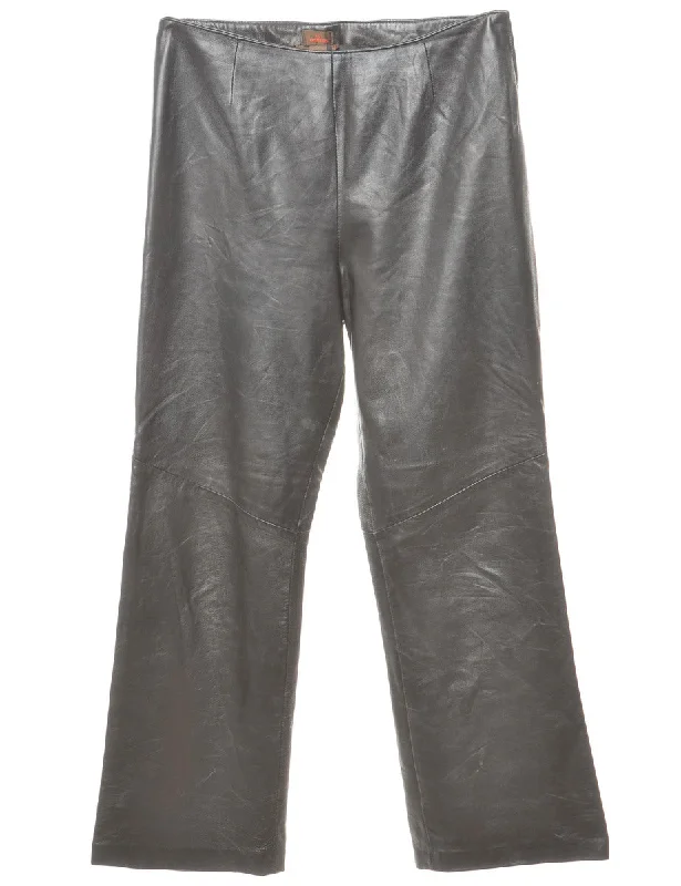 Black Leather Trousers - W30 L28