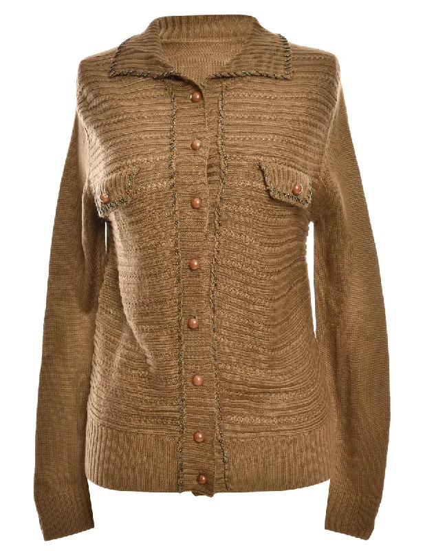 Brown Button Front Cardigan - S