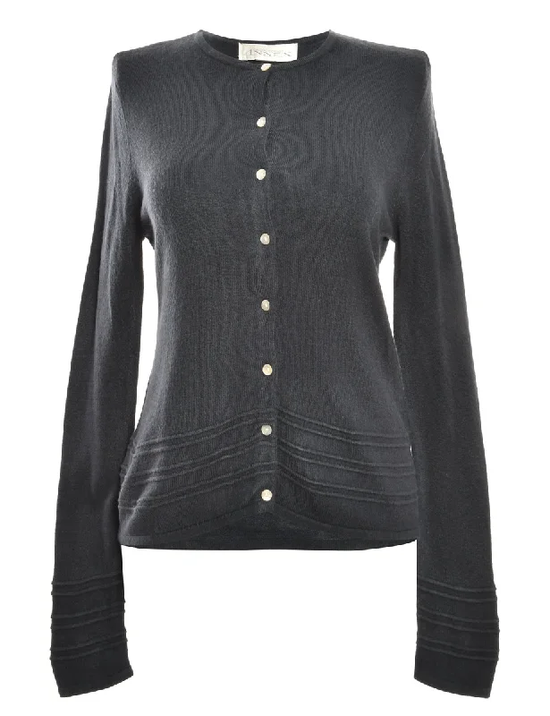 Button Through Black Cardigan - M