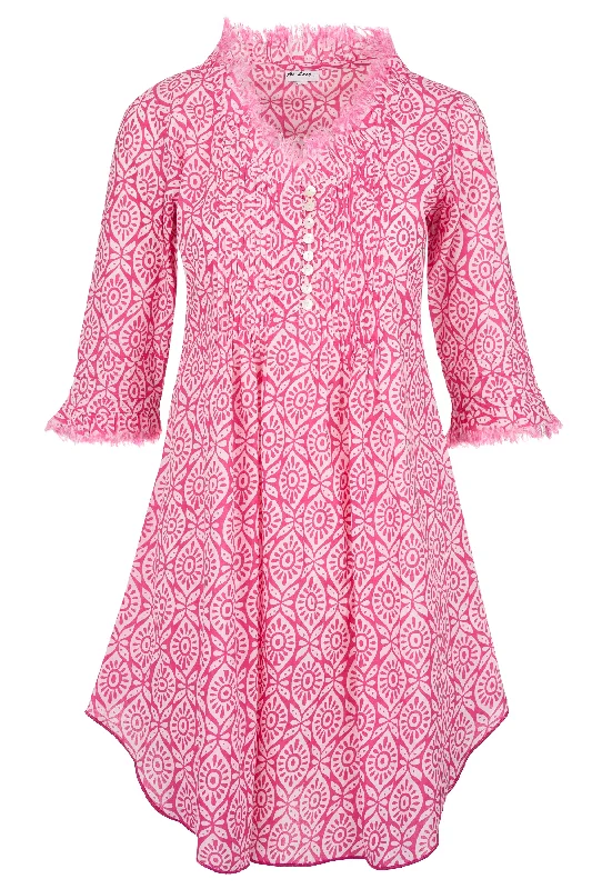 Annabel Cotton Tunic in Bubblegum Pink & White