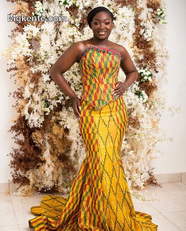 MG Fashion Royal Kente Cloth Dress Design MGPD28