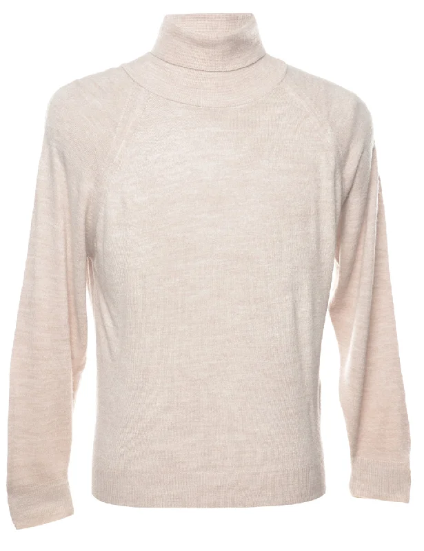 Light Brown Polo Neck Jumper - L