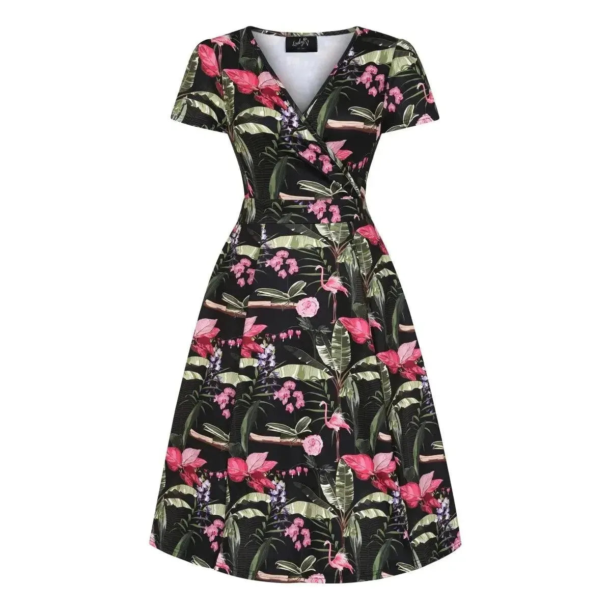 Lyra Dress - Flamingo Palm