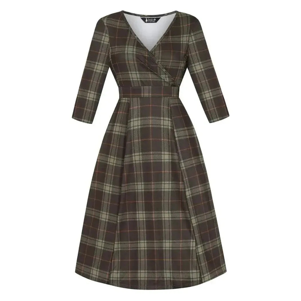 Lyra Dress - Green Tartan