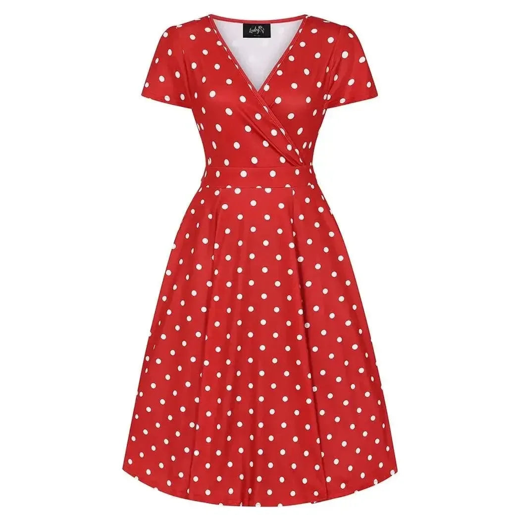 Lyra Dress - Red Polka