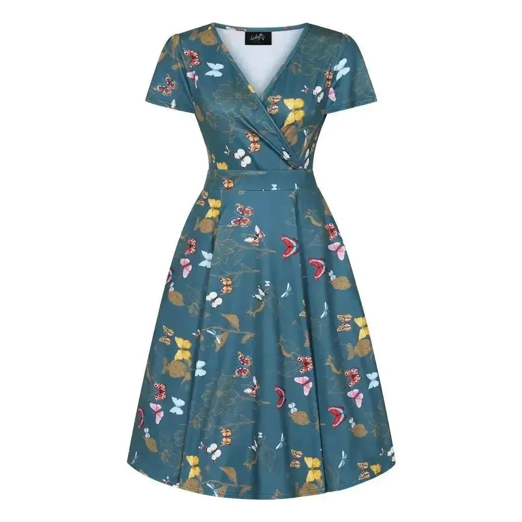 Lyra Dress - Teal Butterfly