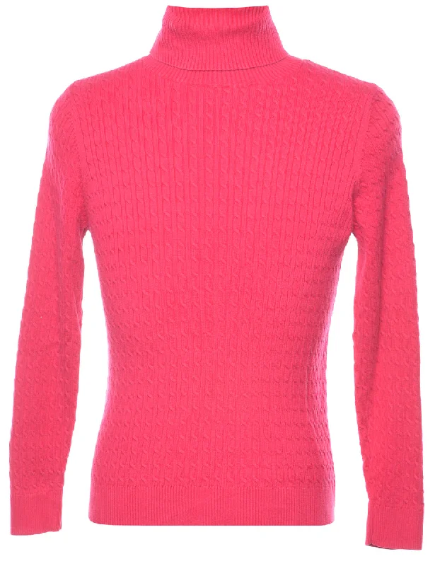 Pink Polo Neck Jumper - M