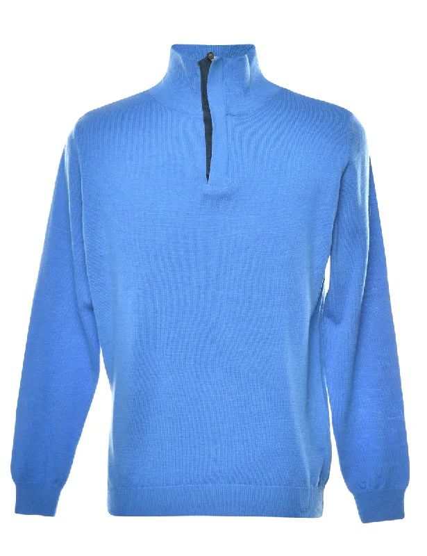 Quarter Zip High Neck Jumper - M