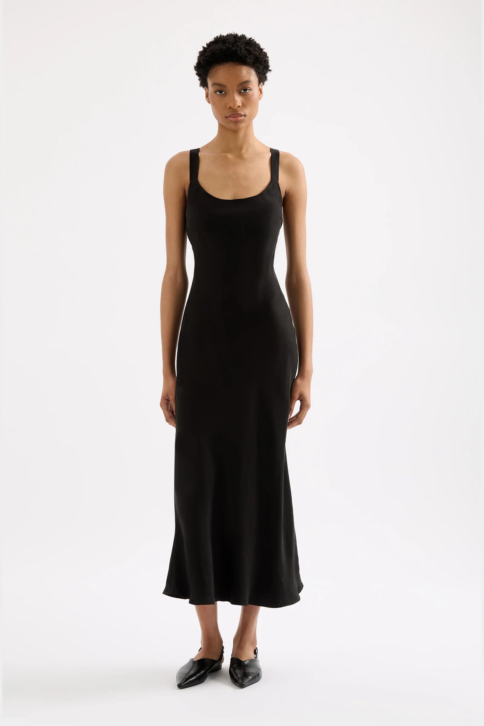 Ren Cupro Slip Dress - Black