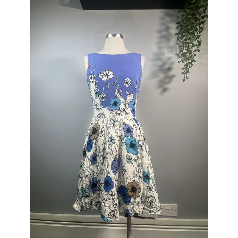 Tea Dress - Blue Flower Border (12)