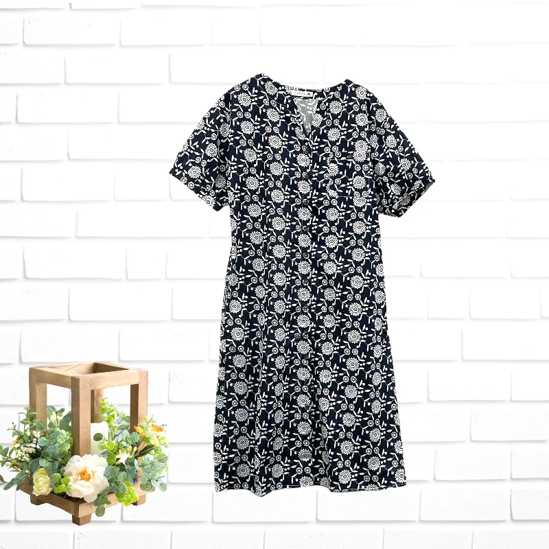 Patch Casual V Neck Short Sleeve Printed Dress