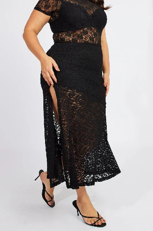 Black Lace Maxi Skirt