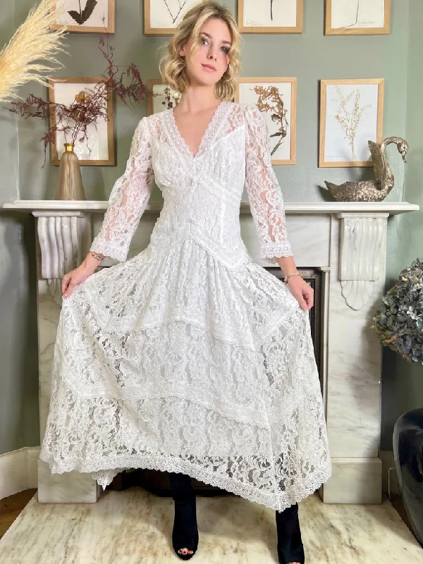 Deedee, white lace handkerchief dress