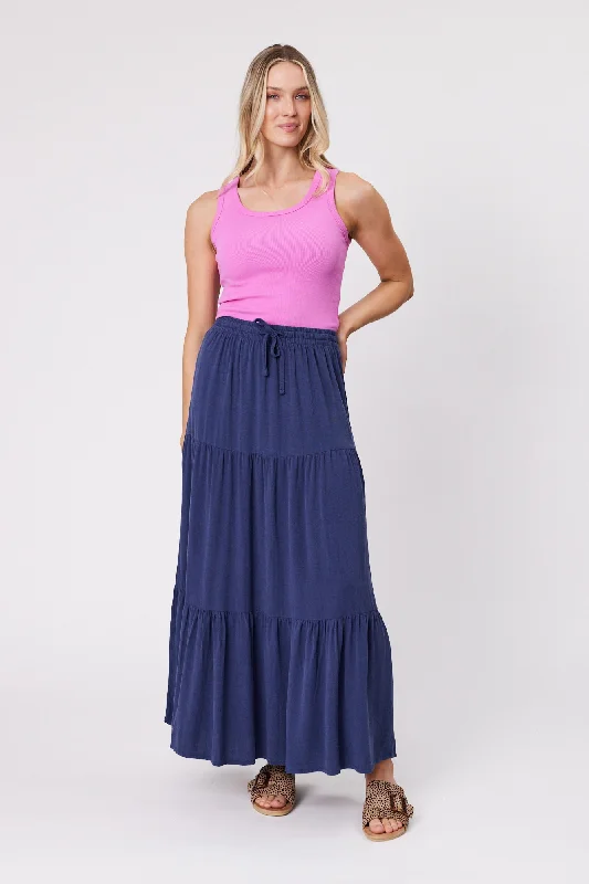 Shine On Essentials Maxi Skirt Navy