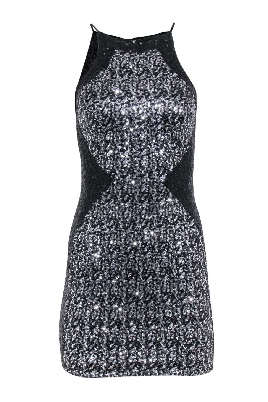 Dress The Population - Black & Silver Sequin Sleeveless Dress Sz XS