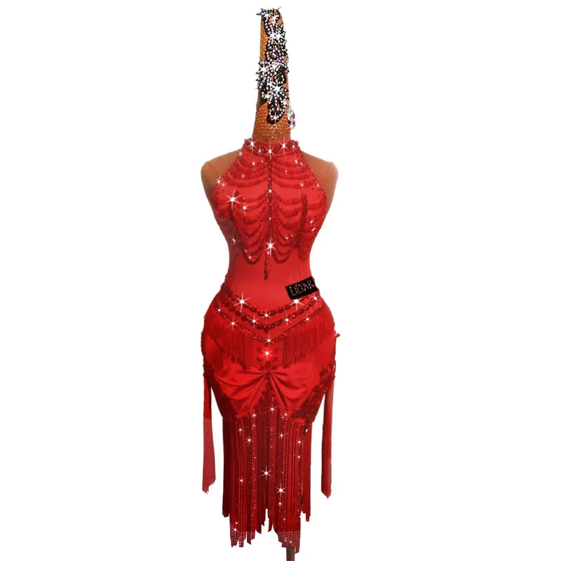 Women's Polyester Halter-Neck Sleeveless Sequined Party Dress